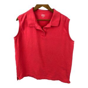 Cabela's Pink Sleeveless Collared Cotton Polo Style Shirt Top Women's Size XL
